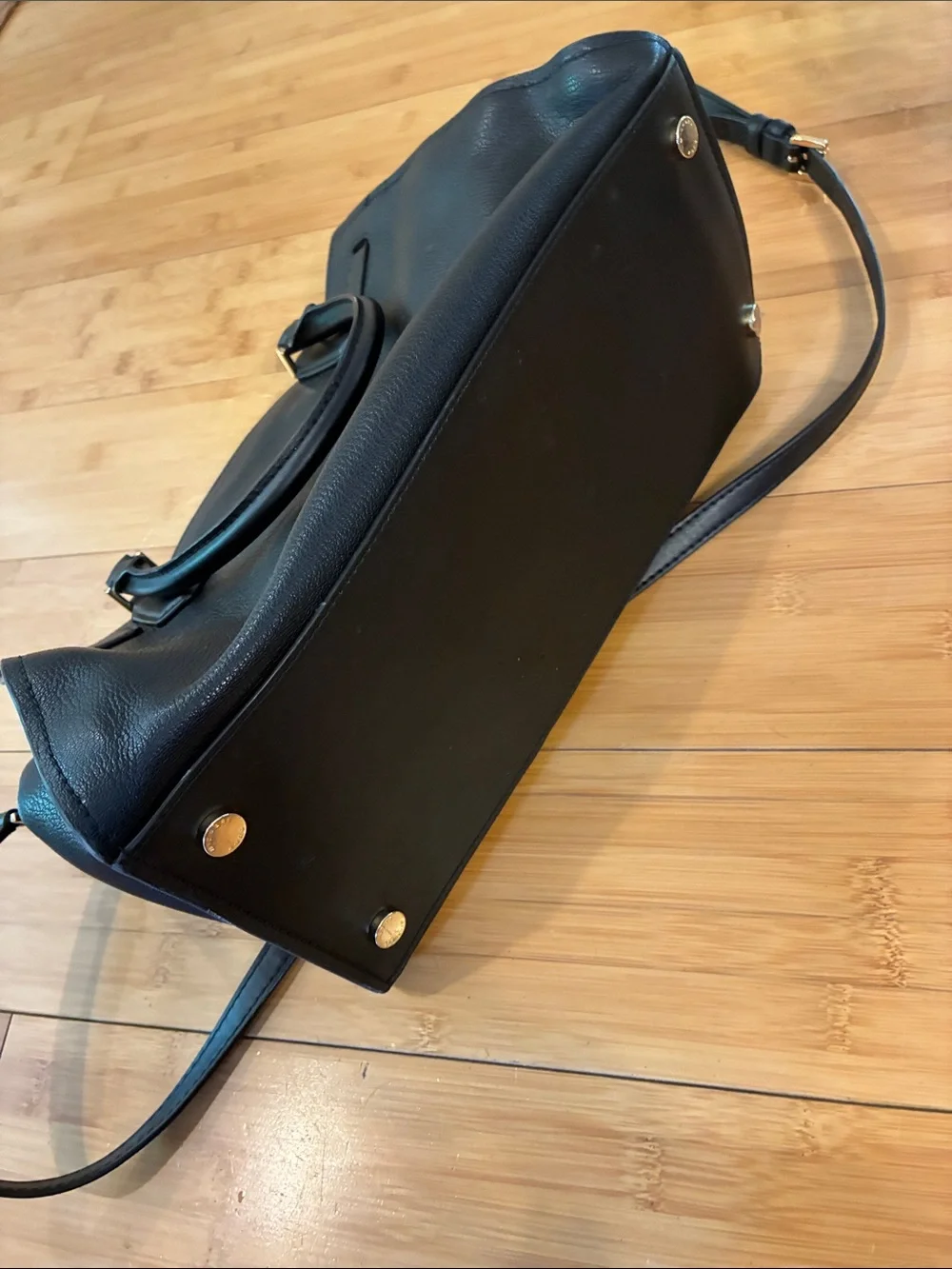 Michael Kors Black Leather Tote with Gold Hardware